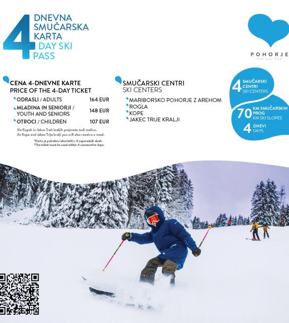 4-dnevna smučarska karta Pohorja
